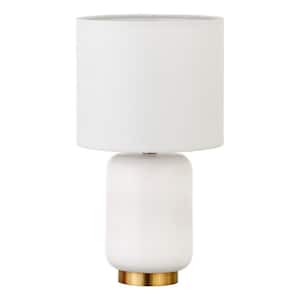 Lambert 15 in. Matte White and Brass Ceramic Mini Table Lamp