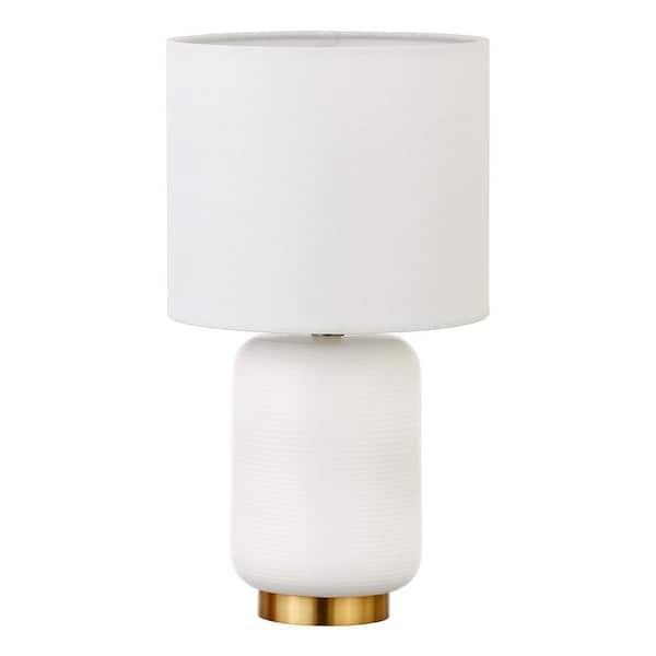 Meyer&Cross Lambert 15 in. Matte White and Brass Ceramic Mini Table Lamp