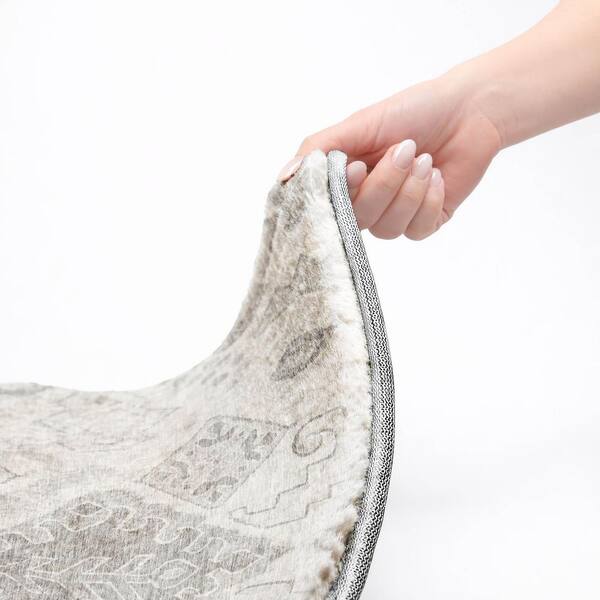 Dream Shag Premium Machine Washable Abstract ADS776 Silver 2 ft. x 7 ft. Runner Rug