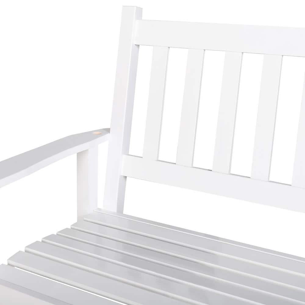 White Solid Wood 4' Outdoor Porch Swing with Chains