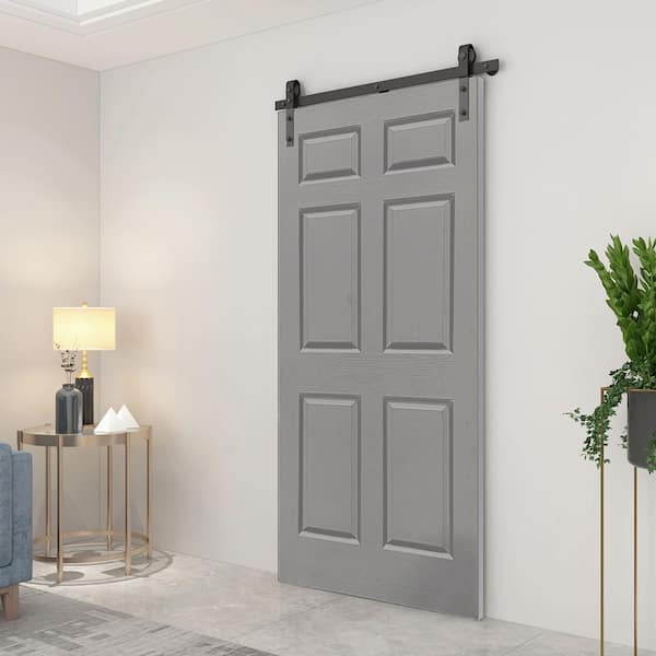 CALHOME 30-in x 80-in White Primed MDF Single Barn Door | PK-2PANEL-CB-30