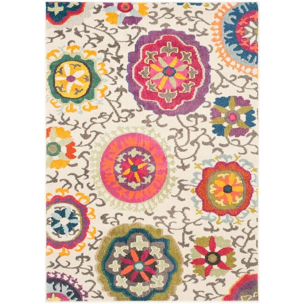 SAFAVIEH Monaco Ivory/Multi 4 ft. x 6 ft. Floral Area Rug
