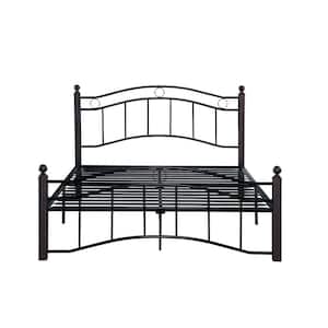 Queen Size Black Metal Bed Frame with Headboards