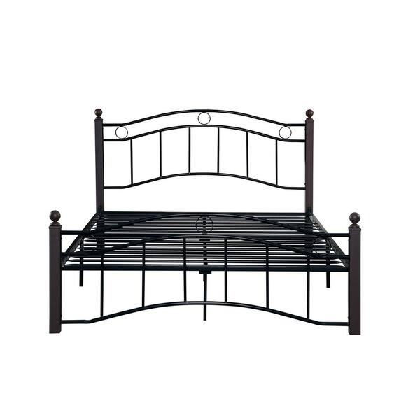 GZMR Queen Size Black Metal Bed Frame with Headboards GZZHQULUNA