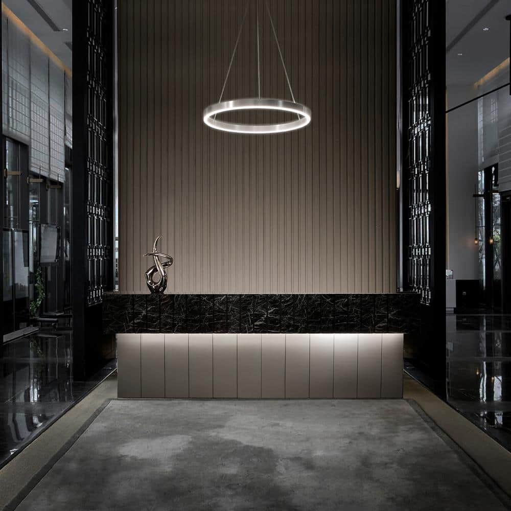 Aged Brass 18-Inch LED Pendant Light with Silicone Diffuser