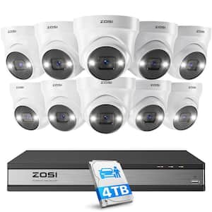 4K Ultra HD 16-Channel POE 4TB NVR Security Camera System with 10 Wired 5MP Spotlight Outdoor Cameras,AI Human Detection