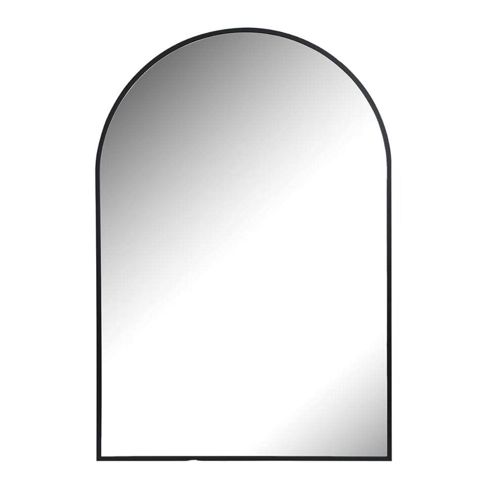 Modern 20 in. W x 30 in. H Arched Framed Wall Bathroom Vanity Mirror in Bla