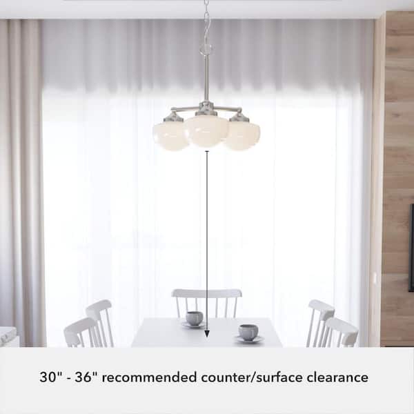Hunter Saddle Creek 3-Light Brushed Nickel Chandelier with Cased White Glass Shades