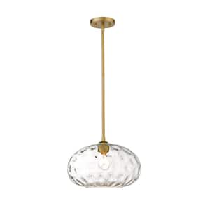 1-Light Olde Brass Pendant with Clear Glass