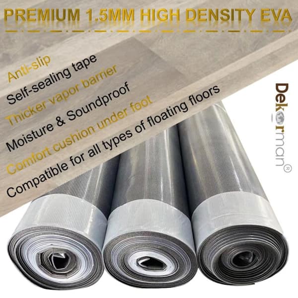 Premium 300 sq. ft. 43x in. W x 84x ft. L x 1.5mm T High Density Acoustical Underlayment for Vinyl Flooring