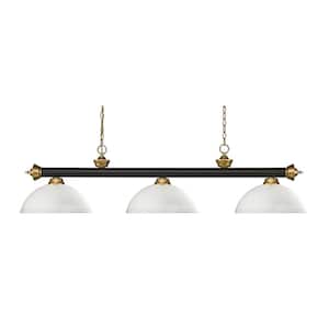 Riviera 3-Light Bronze plus Satin Gold plus Dome Matte Opal Shade Billiard Light With No Bulbs Included