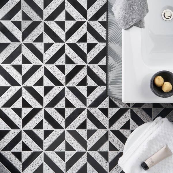 Ivy Hill Tile Lupa Diagonal Truffle Black 11.81 in. x 11.81