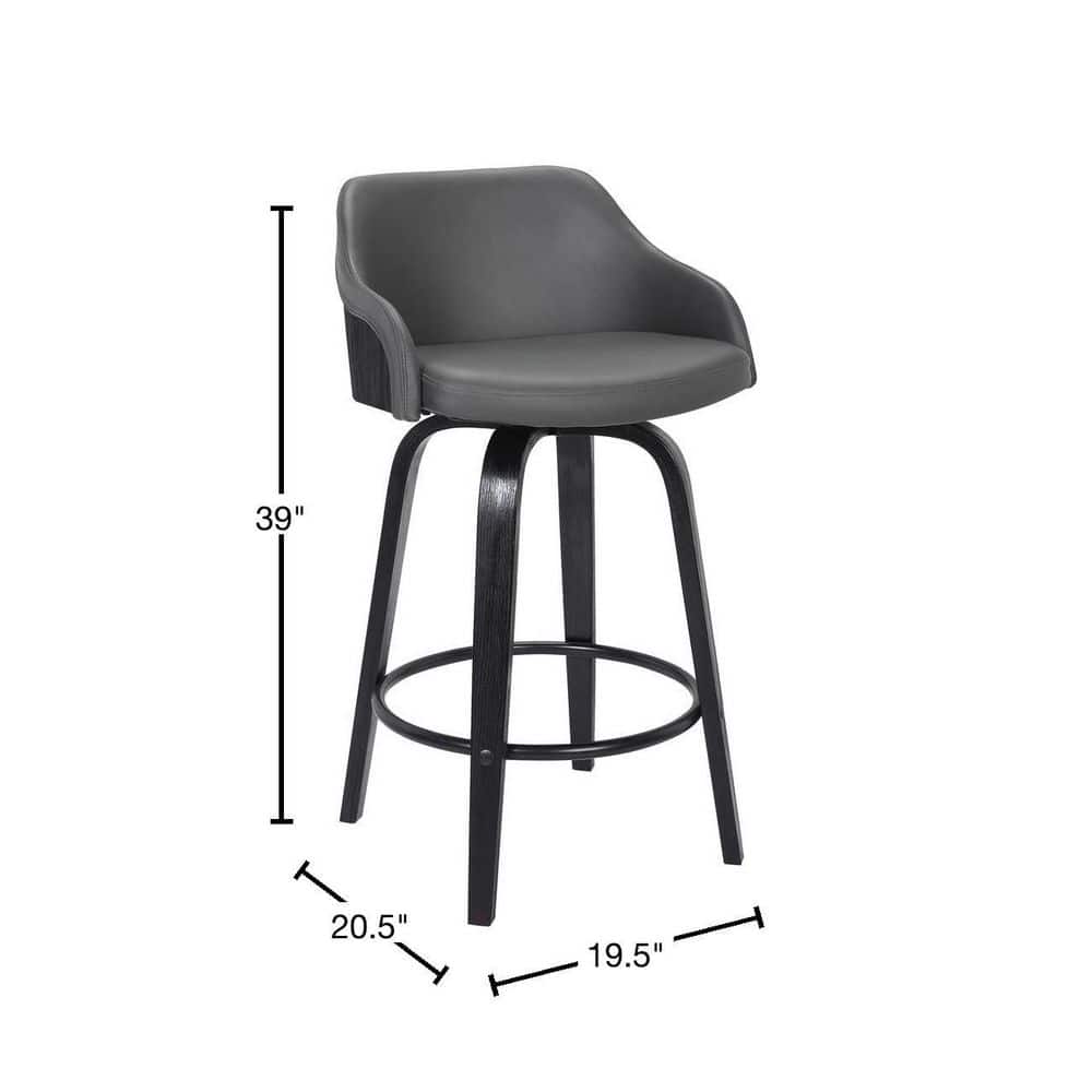 Mid Century Modern Swivel Bar Stool in Black and Gray