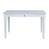 International Concepts 48 in. Rectangular White 1 Drawer Writing Desk with Solid Wood Material OF07-41