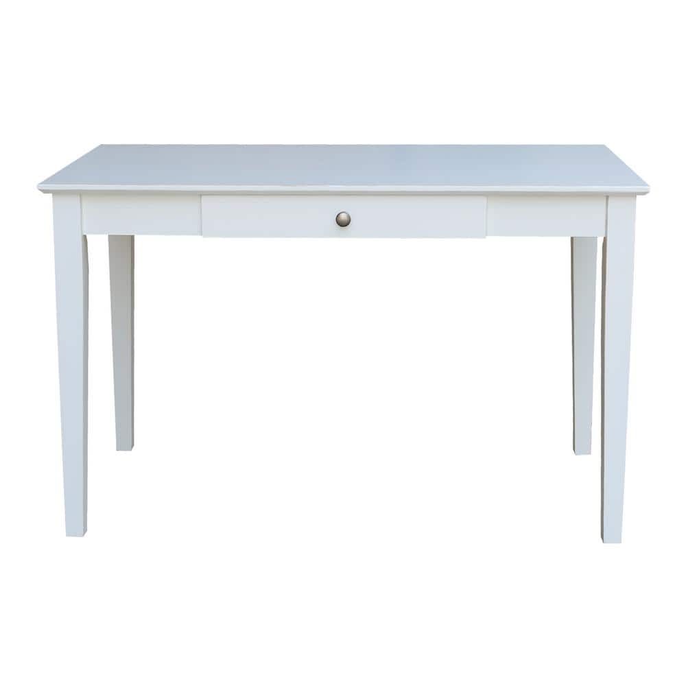 Transitional Beach White 48" Solid Hardwood Home Office Desk with Drawer