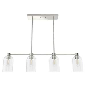 Lochemeade 4 Light Brushed Nickel Shaded Chandelier with Clear Seeded Glass Shades Kitchen Light