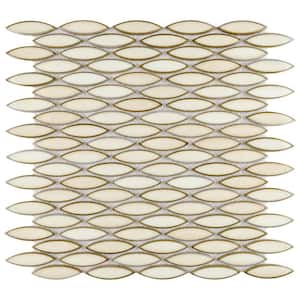 Pescado Glossy Crema 12 in. x 12-1/2 in. Porcelain Mosaic Tile (1.06 sq. ft./Each)