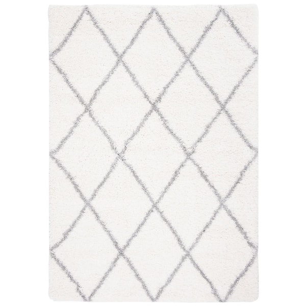 SAFAVIEH Fontana Shag Cream/Gray 4 ft. x 6 ft. Geometric Area Rug