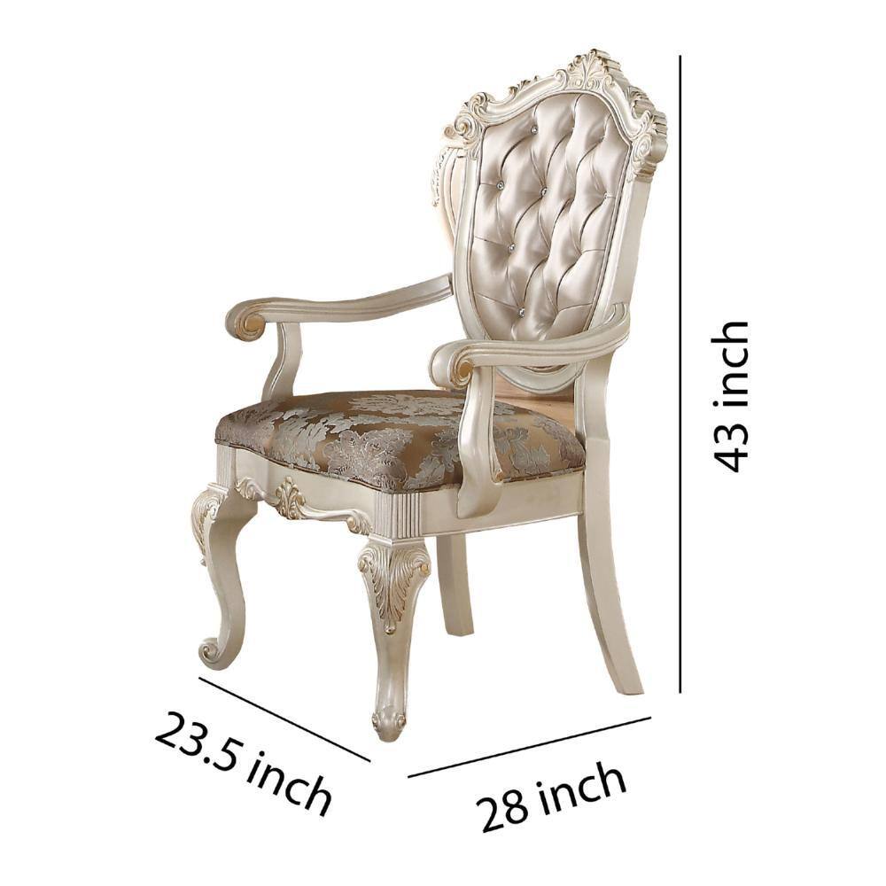 White Faux Leather Upholstered Wooden Side Chair with Cabriole Legs