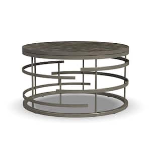 Parker 34 in. Silver Gray Round Coffee Table
