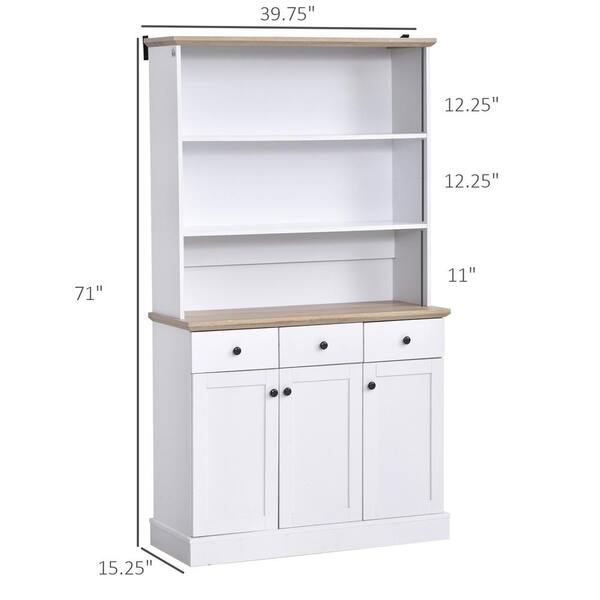 71'' White Freestanding Pantry Cabinet Small Buffet Pantry Storage Cabinet