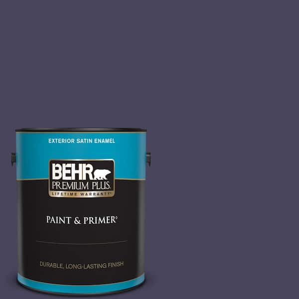 BEHR PREMIUM PLUS 1 gal. #S-H-640 Purple Blanket Satin Enamel Exterior Paint & Primer