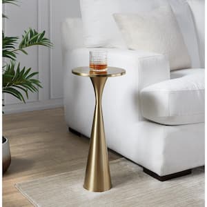 Gemma 9.5 in. Modern Brass Round Metal Top End Table