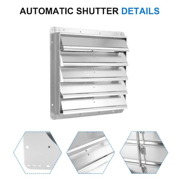 Aoibox 20 in. Square Aluminum Automatic Gravity Shutter Louver 