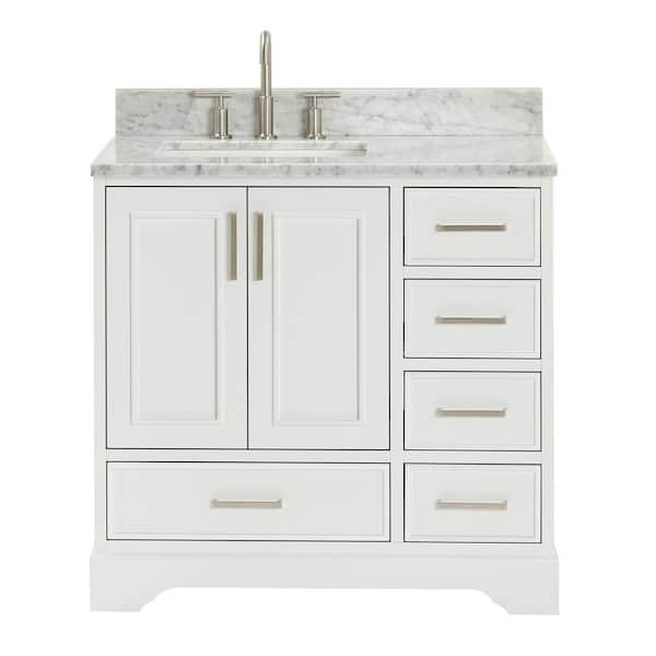 Aurora Blue 37 in. Vanity with Carrara Top