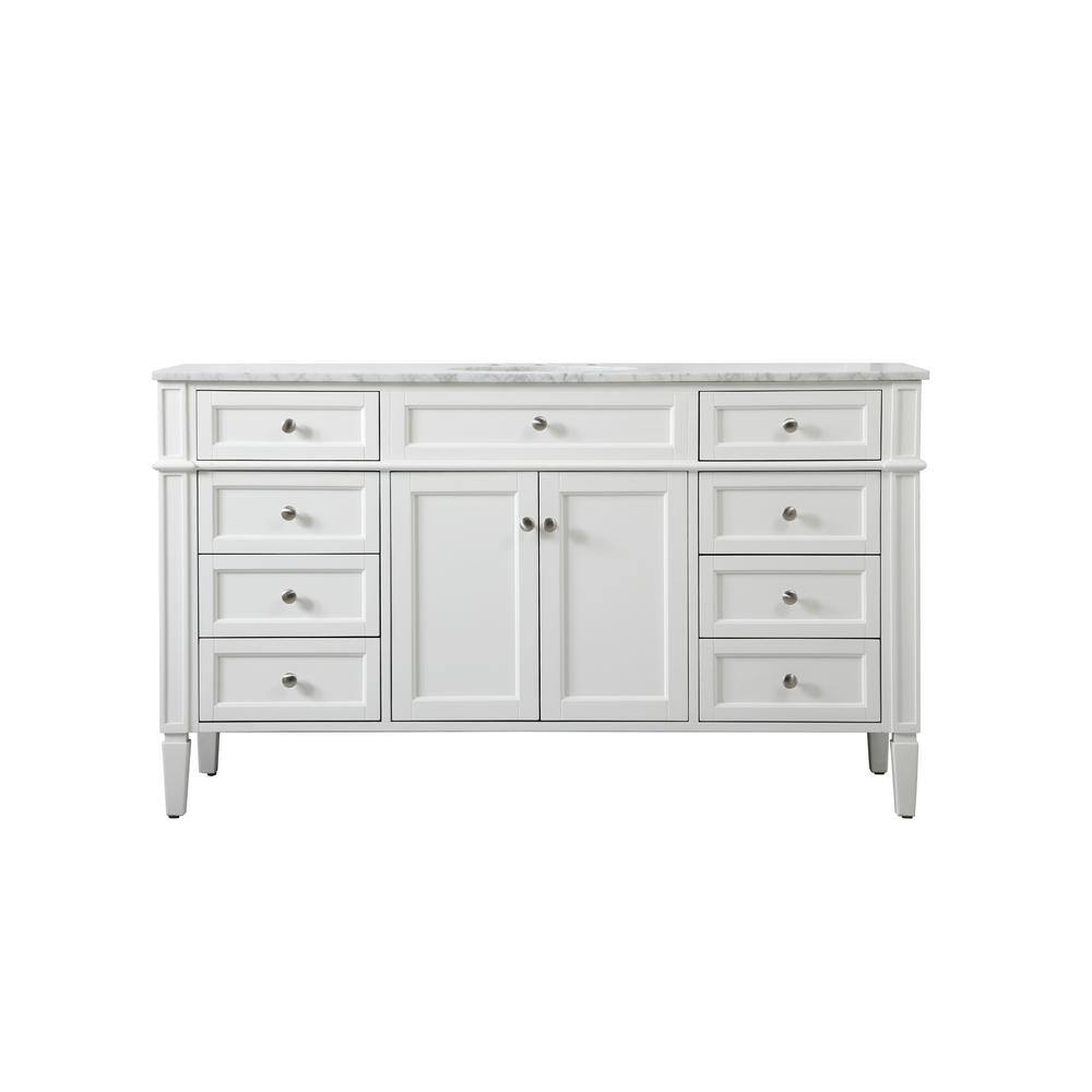 Simply Living 60 in. W x 21.5 in. D x 35 in. H Bath Vanity In White with Ca