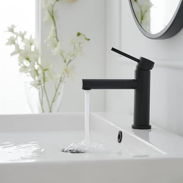 Single Hole Single-Handle Bathroom Faucet in Matte Black