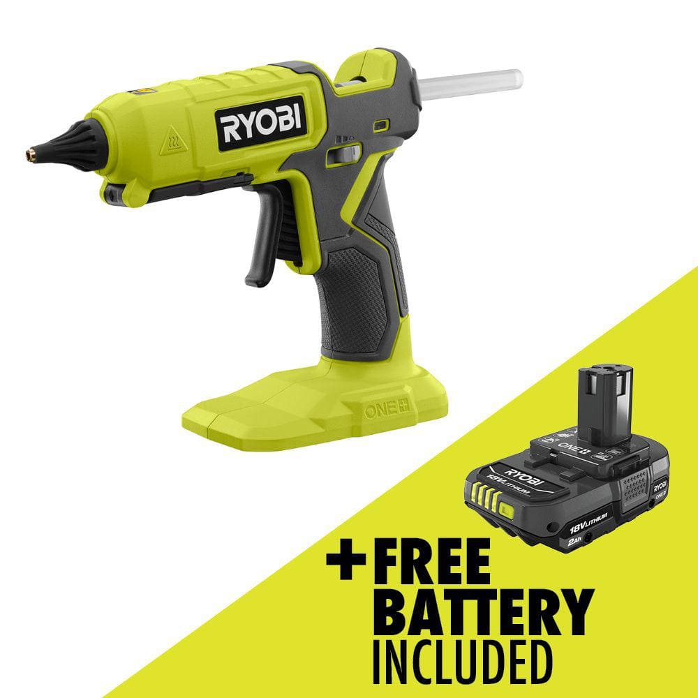 RYOBI ONE+ 18V Cordless Dual Temperature Glue Gun with ONE+ 18V 2.0 Ah