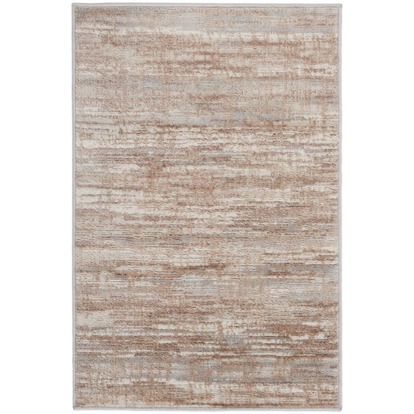 Elation Ivory Grey doormat 2 ft. x 3 ft. Floral Medallion Contemporary Kitchen Rug