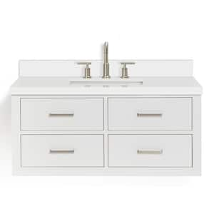 Hutton 43 in. W x 22 in. D x 19.6 in. H Bath Vanity in White with Pure White Quartz Top