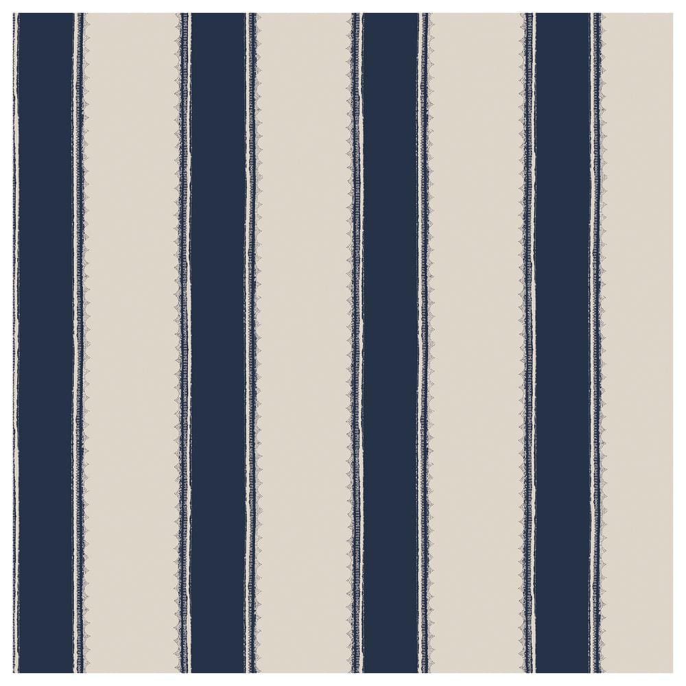 Laura Ashley Denwick Stripe Midnight Seapsray Blue Wallpaper Sample
