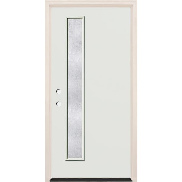 Builders Choice 36 in. x 80 in. Right-Hand/Inswing 1-Lite Rain Glass Alpine Painted Fiberglass Prehung Front Door w/4-9/16 in. Frame