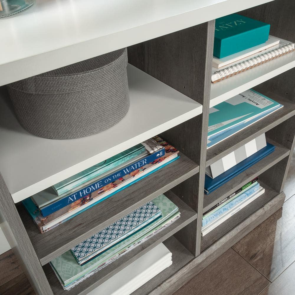 Mystic Oak and White Adjustable Shelving Craft Cabinet
