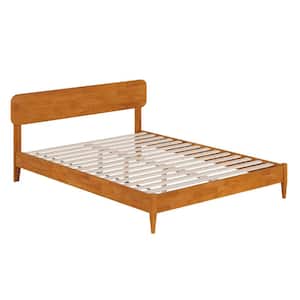 Florence Light Toffee Natural Bronze Solid Wood Frame Queen Low Profile Platform Bed
