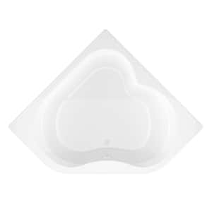 Beryl 5 ft. Acrylic Center Drain Corner Drop-in Non-Whirlpool Bathtub in White