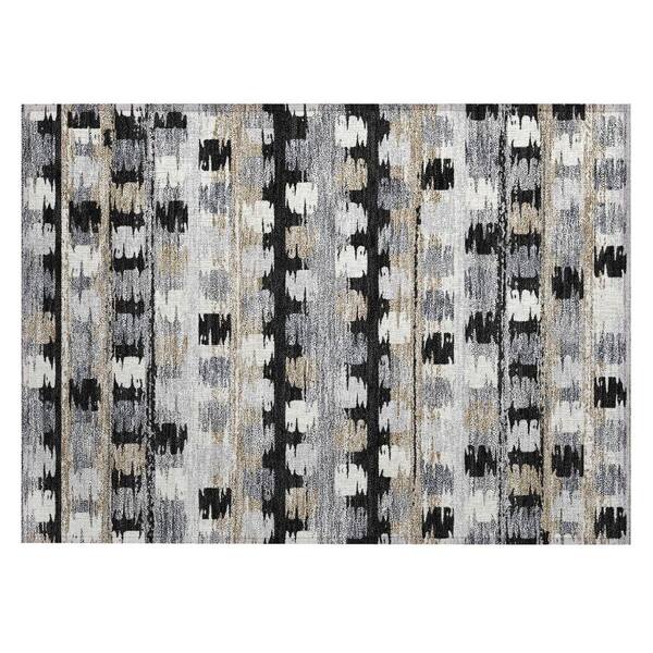 Chantille Machine Washable Indoor/Outdoor Abstract ACN2673 Black 2 ft. x 3 ft. Accent Rug
