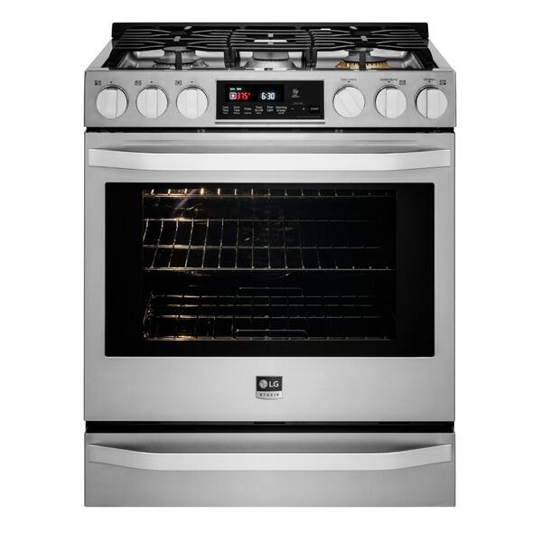 LG 30 in. 6.3 cu. ft. Smart Slide-In Gas Range with ProBake Convection Oven and Self-Clean in Stainless Steel