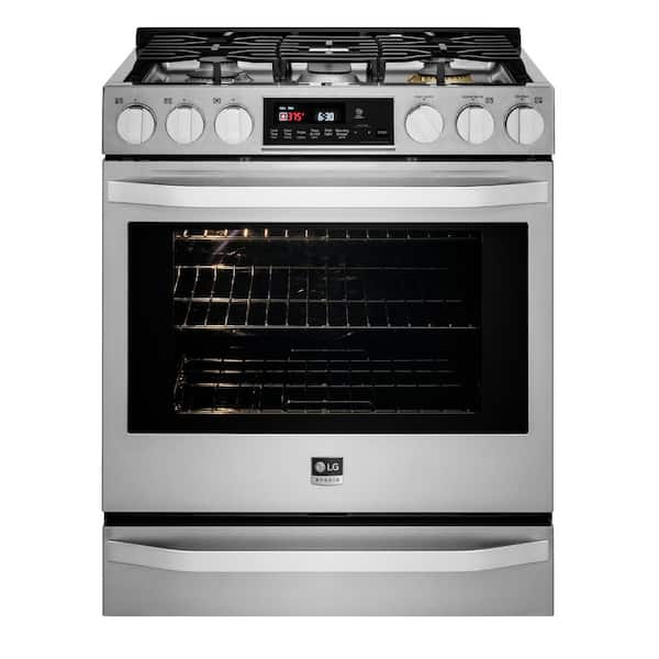 LG STUDIO 30 in. 6.3 cu. ft. Smart Slide-In Gas Range with ProBake Convection Oven and Self-Clean in Stainless Steel