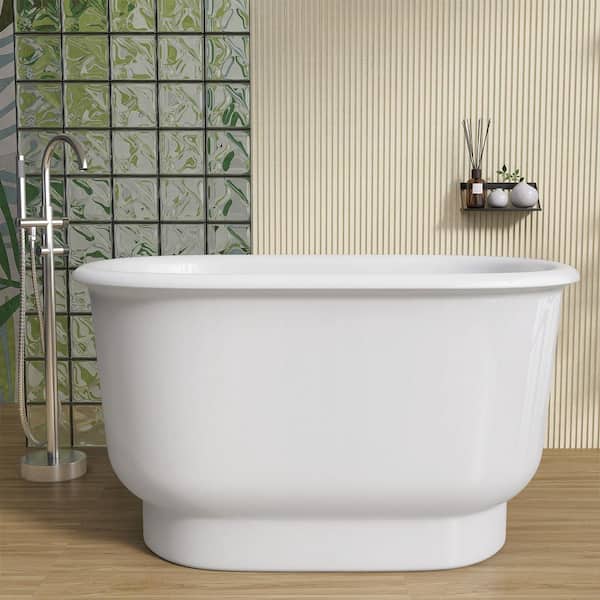47 in. W x 30 in. L Soaking Bathtub Acrylic Tubs Stand Alone Oval Free Standing Tub Freestanding in White