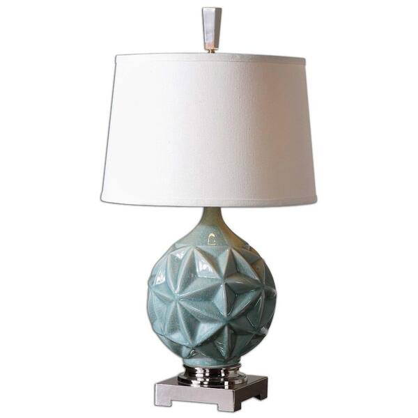 Global Direct 28 in. Crackled Sky Blue Table Lamp