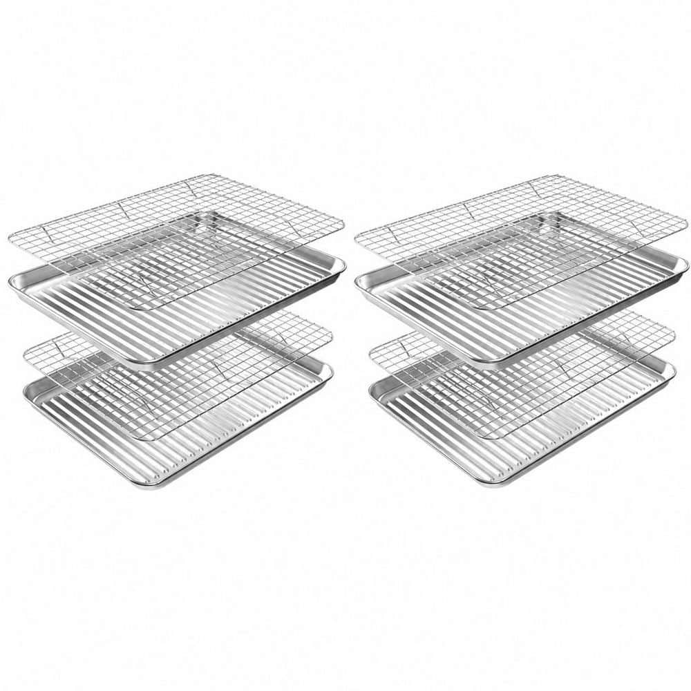 Heavy Duty Stainless Steel Baking Sheet with Cooling Rack Set, Nonstick Cookie Pan, 2 Pans + 2 Racks Pack price history on PriceWatchPro
