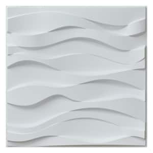 Wavy Shape Decorative Wall Panels 19.7 in. x 19.7 in PVC 3D Wall Panels in White for Interior Decor 12-Panels