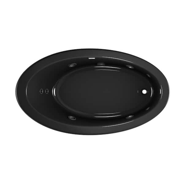 JACUZZI RIVA 66 in. x 38 in. Acrylic Right-Hand Drain Rectangular Drop-in Whirlpool Bathtub with Heater in Black