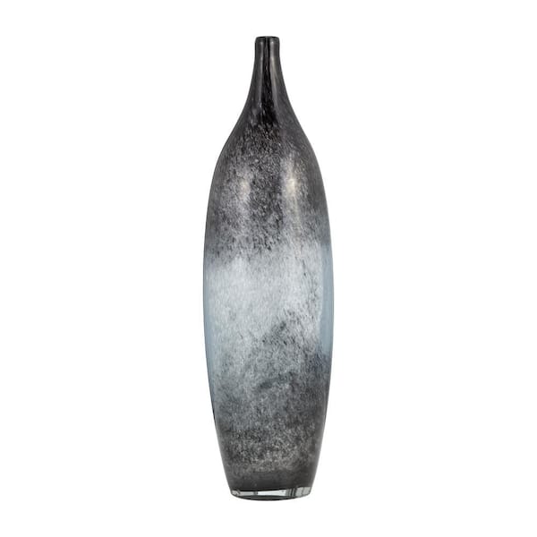 18 in. Blue Glass Bud Ombre Abstract Decorative Vase