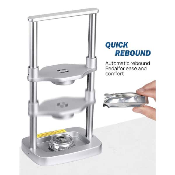 Wudkey Silver Metal Manual Can Crusher, Foot Operated Pedal