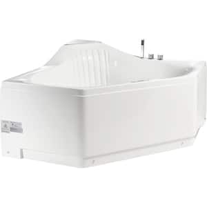 60 in. Acrylic Right Drain Corner Apron Front Whirlpool Bathtub in White